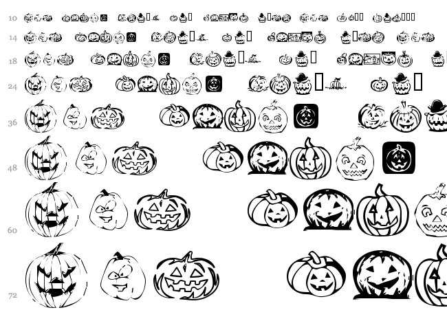 KR Pick A Pumpkin font waterfall